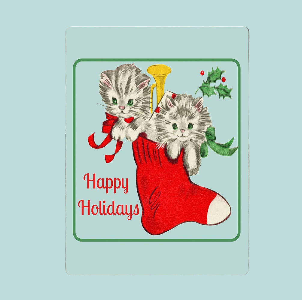 Happy Holidays Retro Christmas Metal Sign 8x10inch