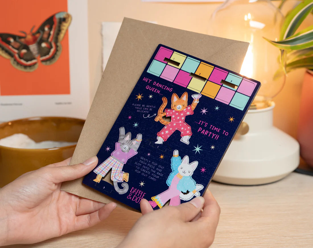 Disco Cats Pop Out Card