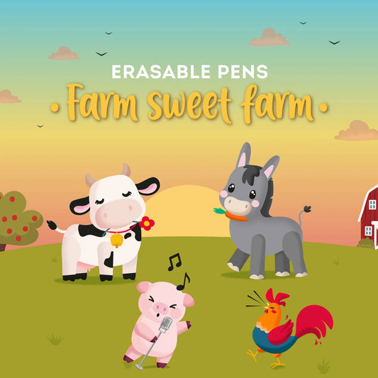Legami Farm Sweet Farm Set of 4 Erasable Gel Pens