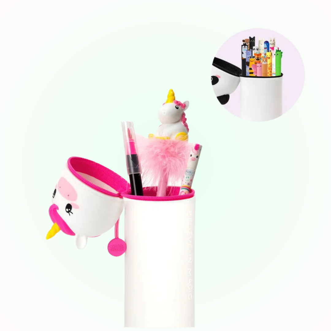 Kawaii Soft Silicone 2 In 1 Pencil Case - Unicorn