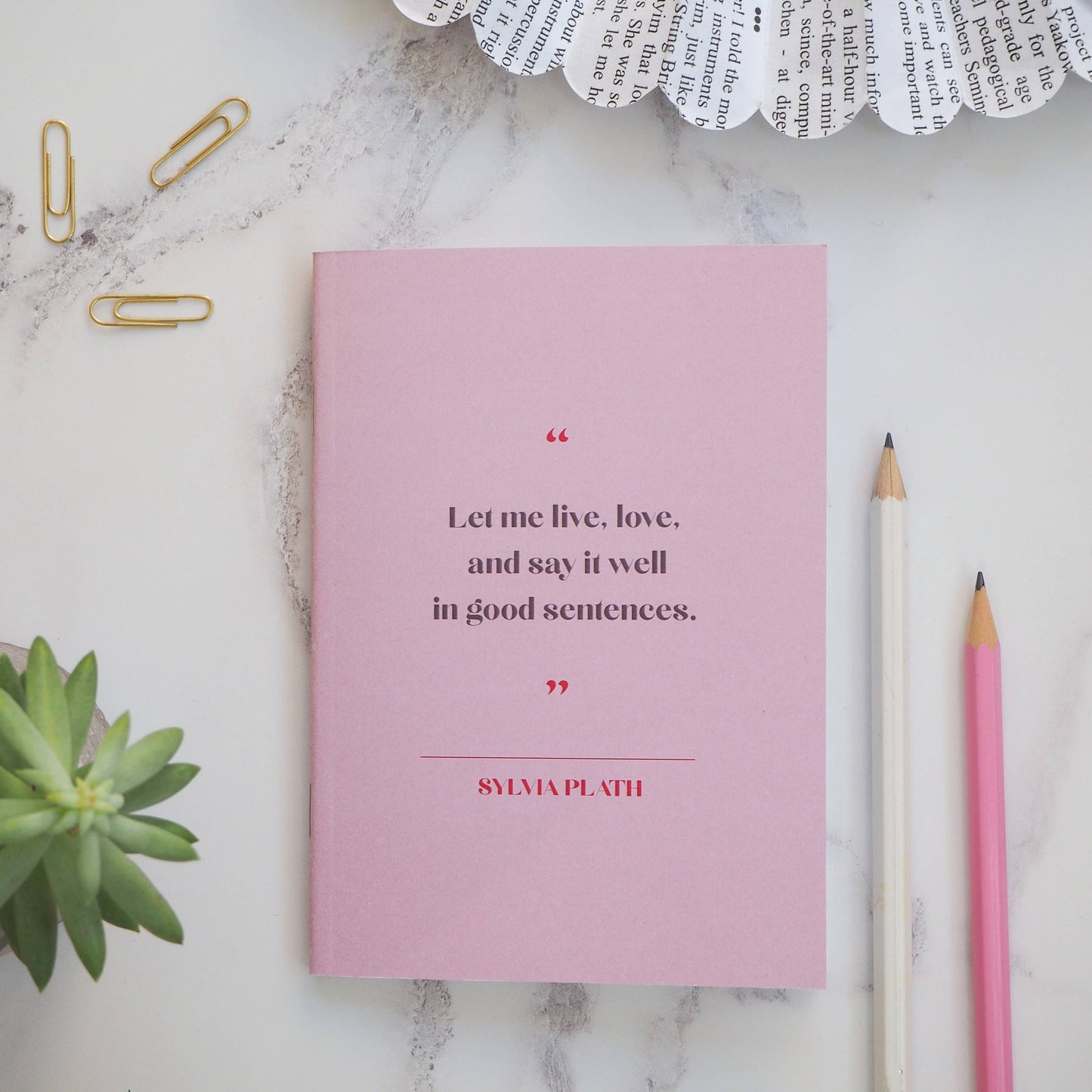 Sylvia Plath Pocket Notebook Pink A6