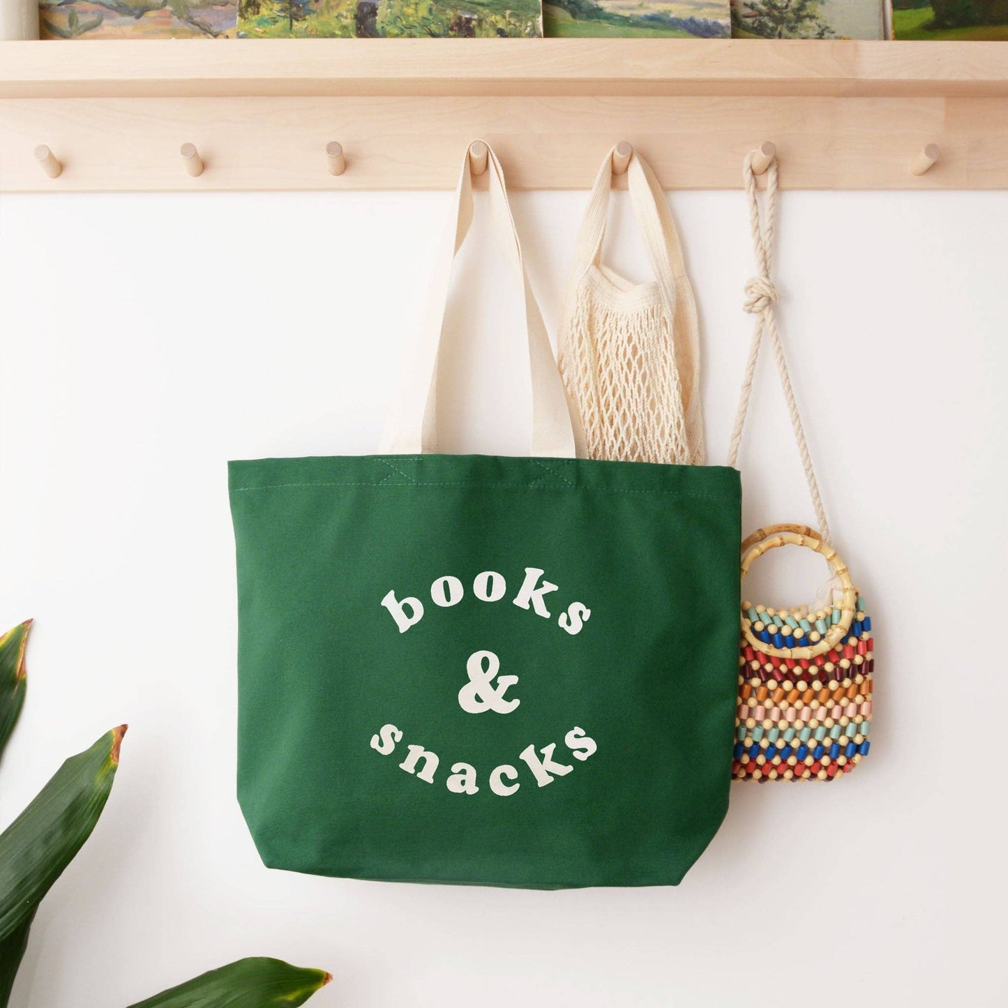 Books & Snacks Forest Green Canvas Tote Bag