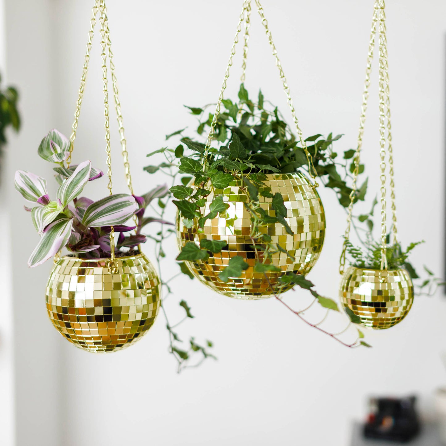 Disco Ball Hanging Planter - Gold (6in)