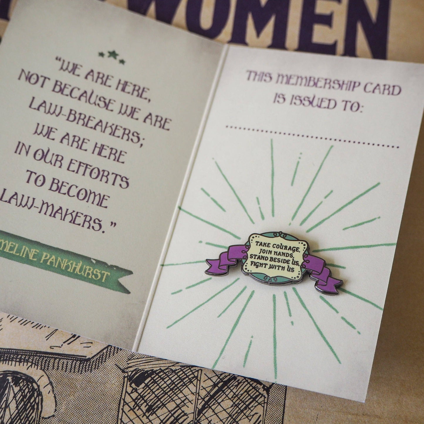 Suffragette Take Courage Enamel Pin Badge - Votes for Women Collection