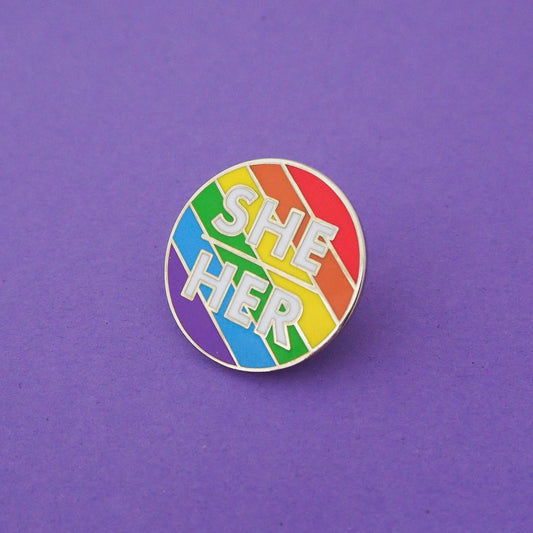 She/Her Enamel Pronoun Pin
