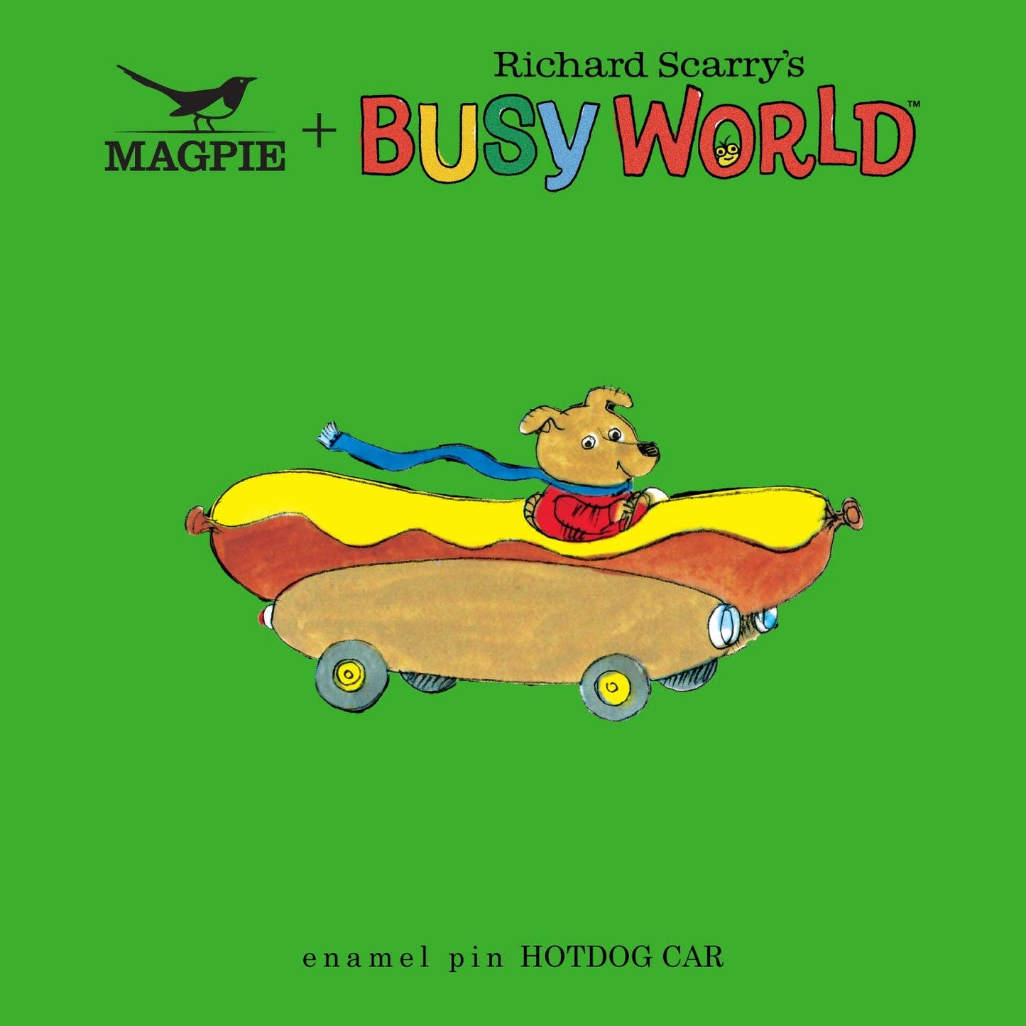 Magpie x Richard Scarry Hotdog Car Enamel Pin
