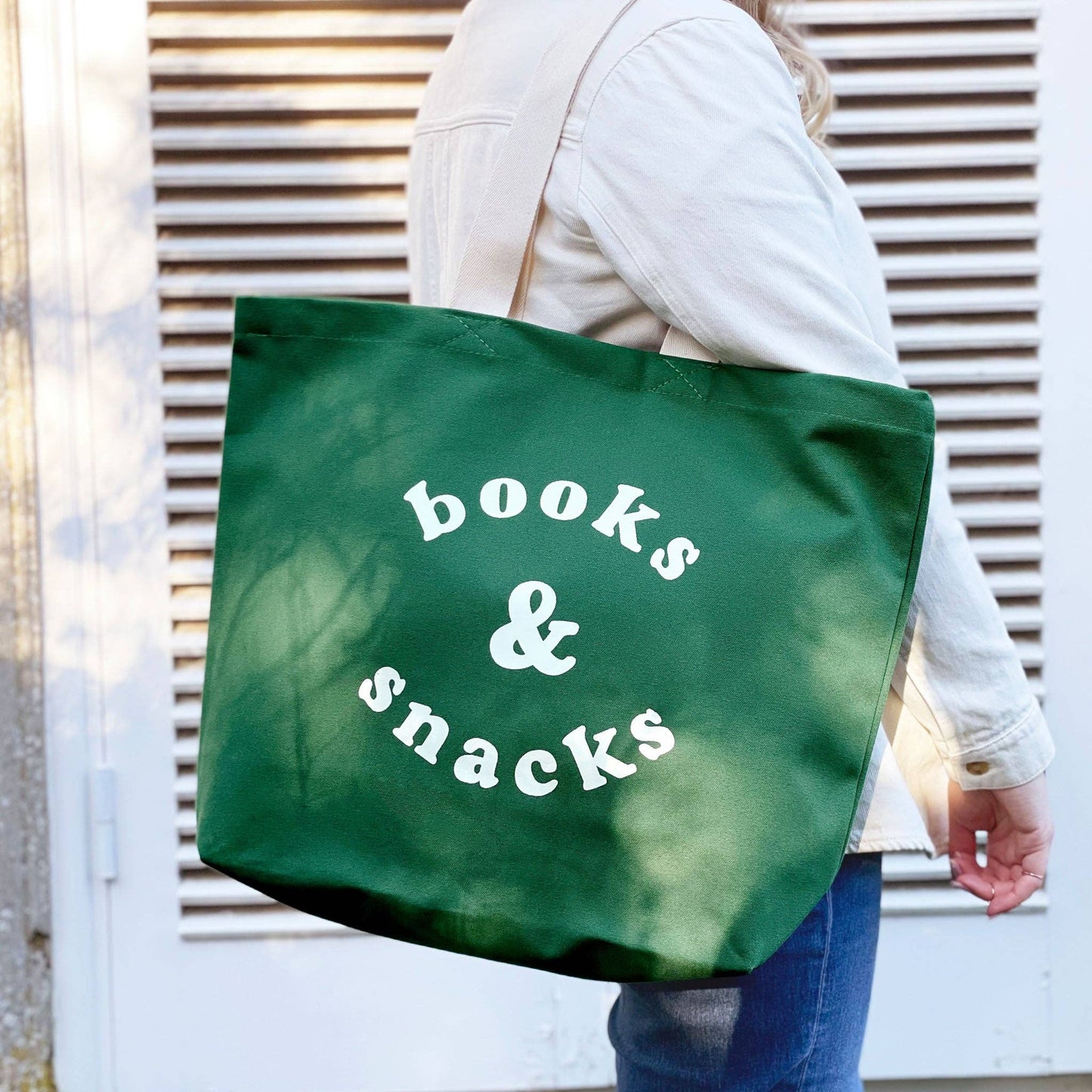Books & Snacks Forest Green Canvas Tote Bag