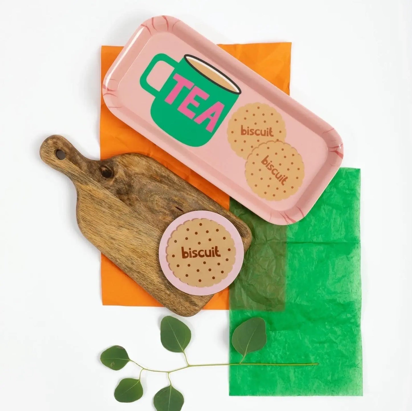 Tea and Biscuits Melamine Tray Pink