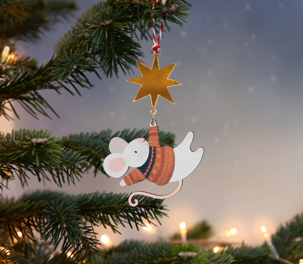 Orange Mouse Christmas Decoration