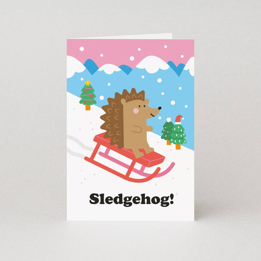 Sledgehog Christmas Greeting Card