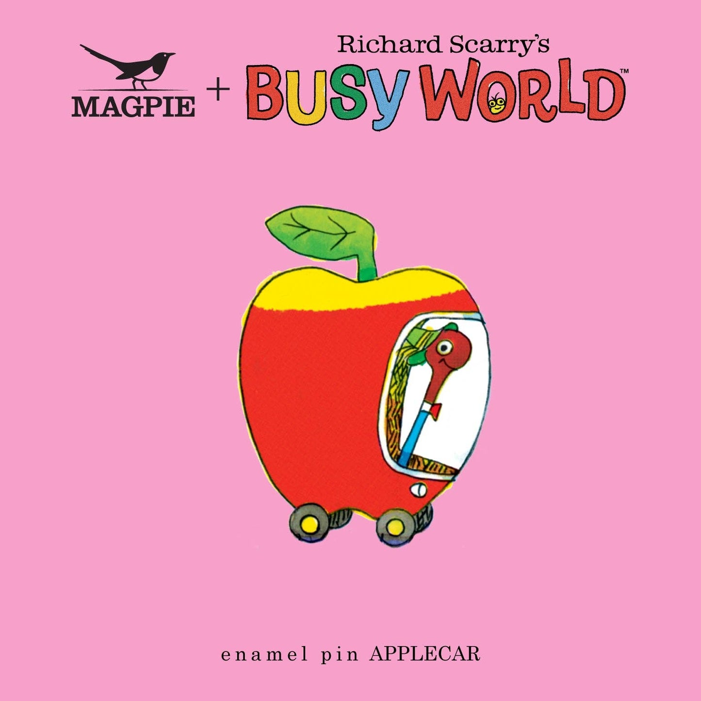 Magpie x Richard Scarry Apple Car Enamel Pin