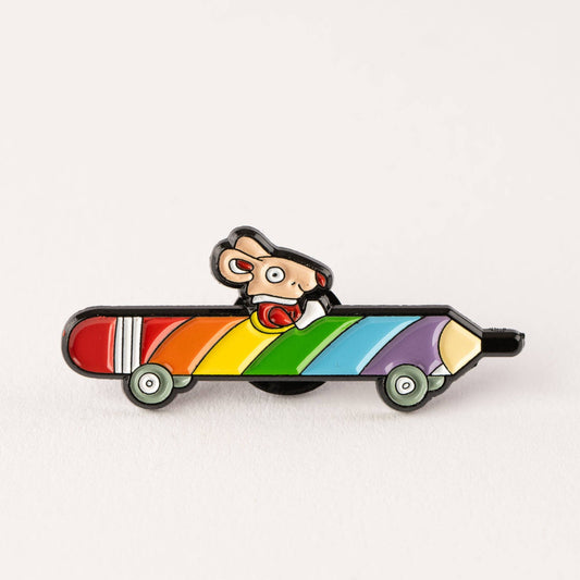 Magpie x Richard Scarry Rainbow Pencil Car Enamel Pin
