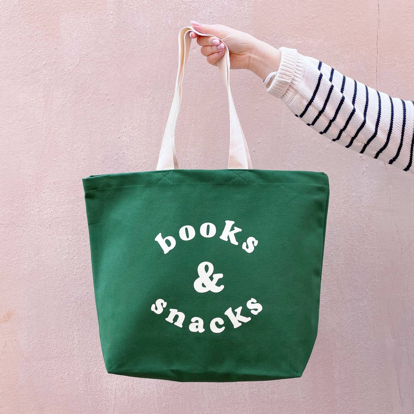 Books & Snacks Forest Green Canvas Tote Bag