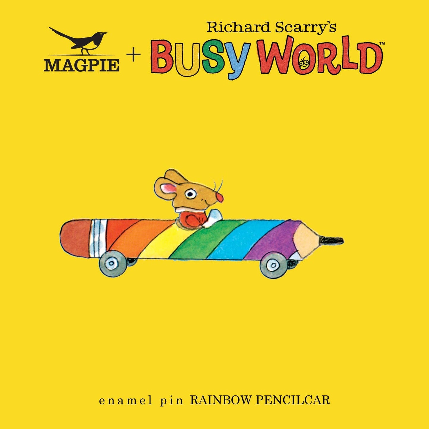Magpie x Richard Scarry Rainbow Pencil Car Enamel Pin