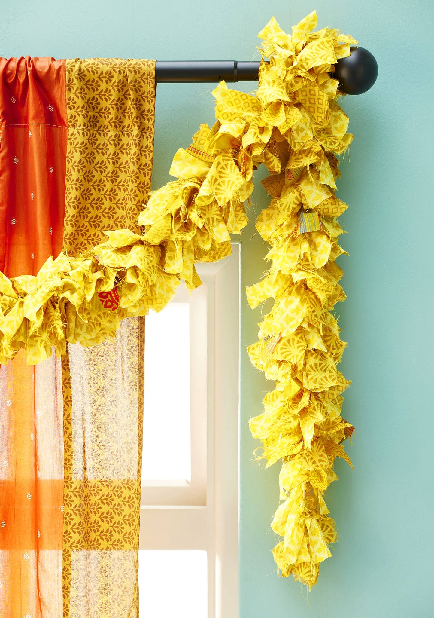 Recycled Sari Eco Tinsel Garland - Yellow