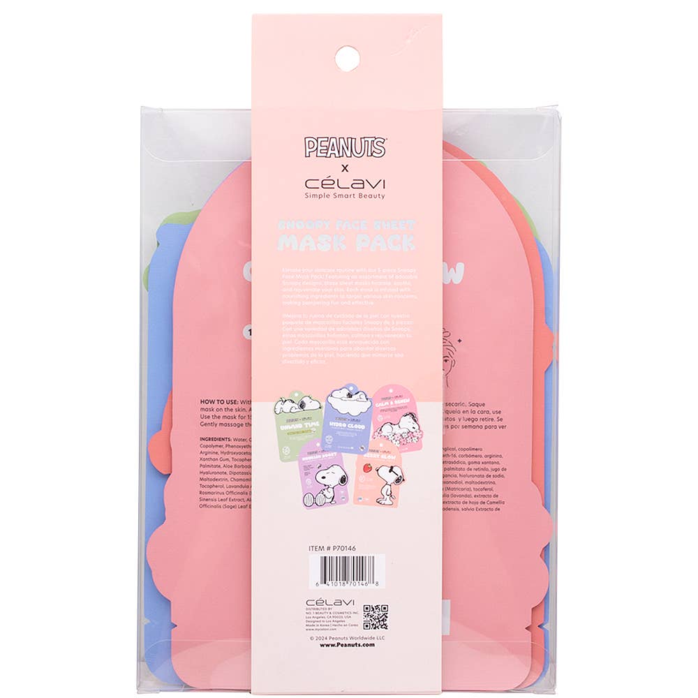 CELAVI X PEANUTS Snoopy Set of 5 Face Masks