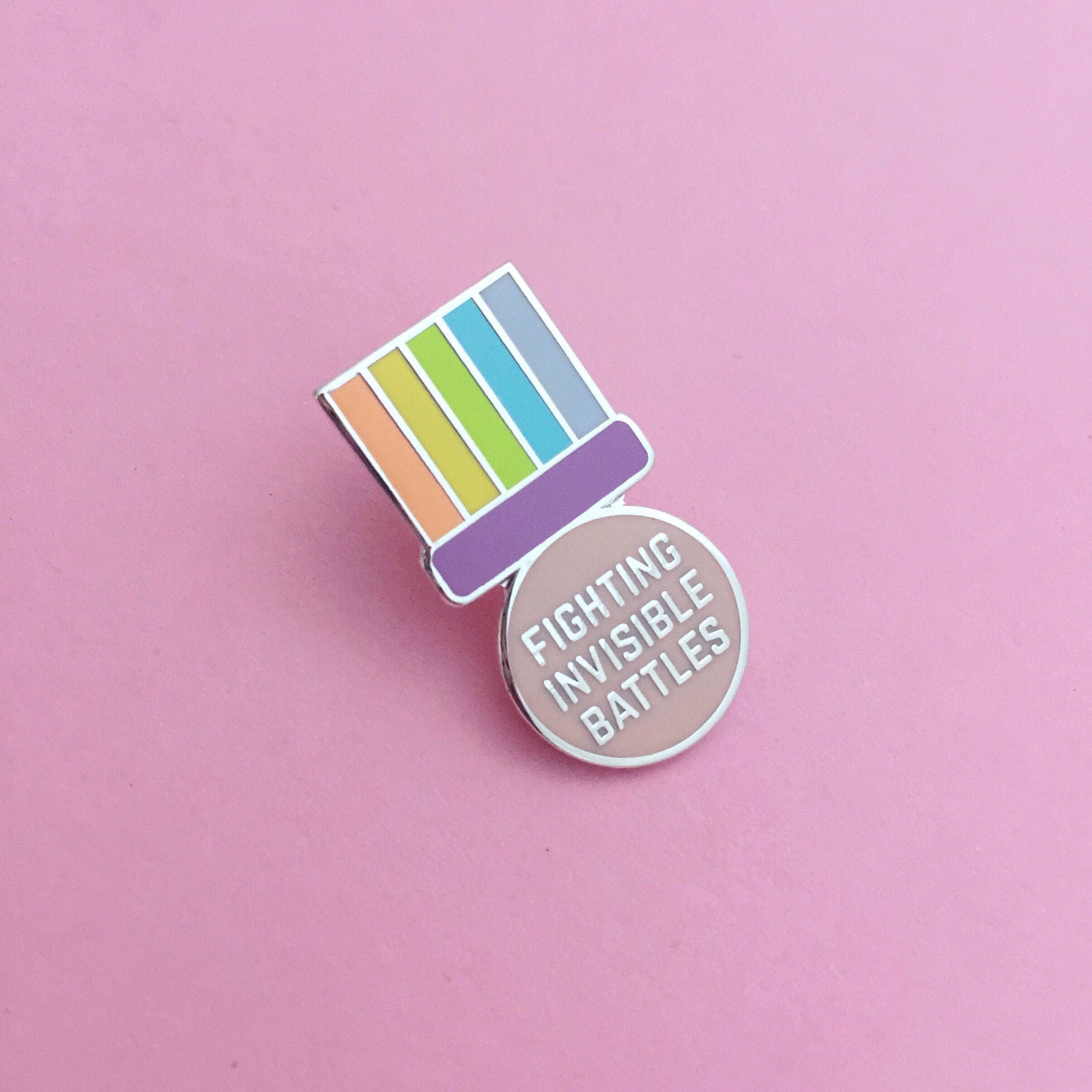 Fighting Invisible Battles Medal - Enamel Pin – Grumpy Custard