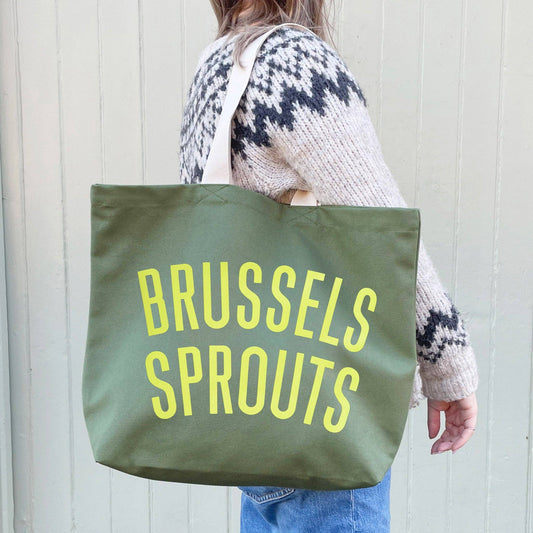 Brussels Sprouts Olive Green Tote Bag