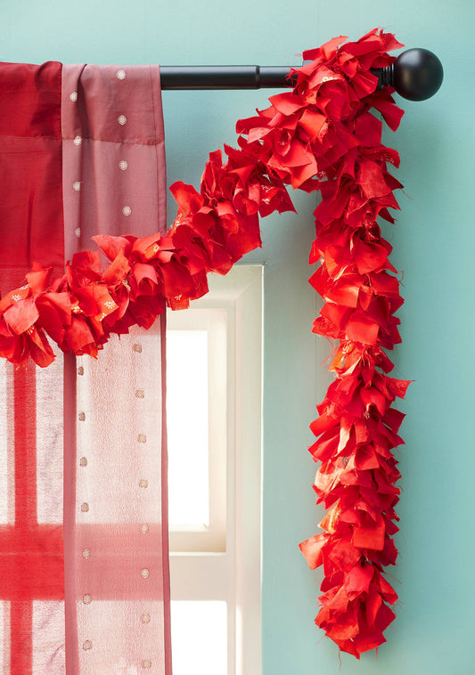 Recycled Sari Eco Tinsel Garland Red