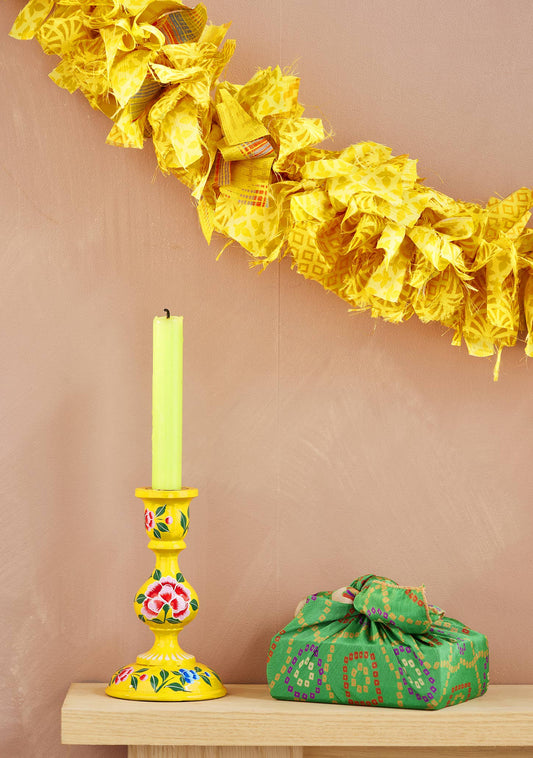 Recycled Sari Eco Tinsel Garland - Yellow