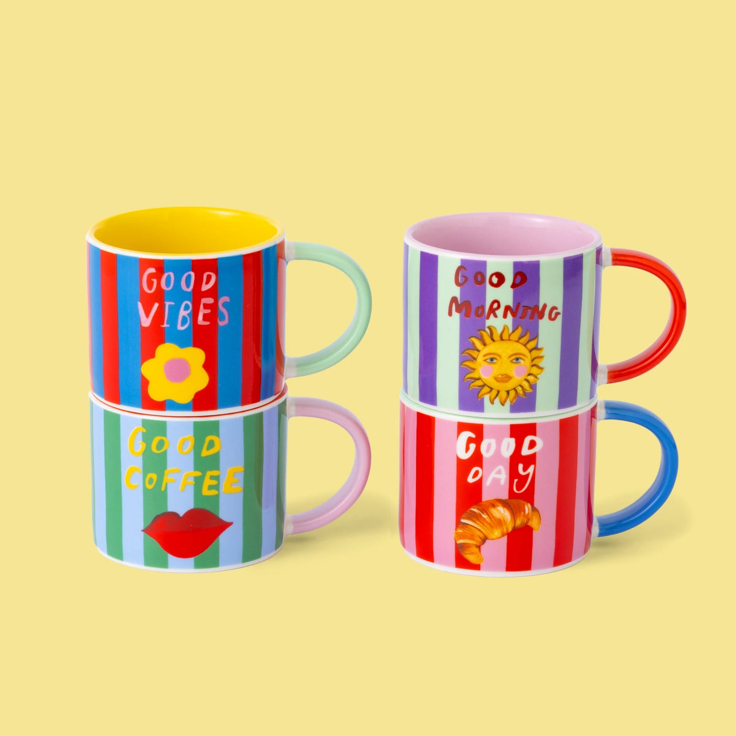 Coffee Club Set of 4 Espresso Cups Mugs