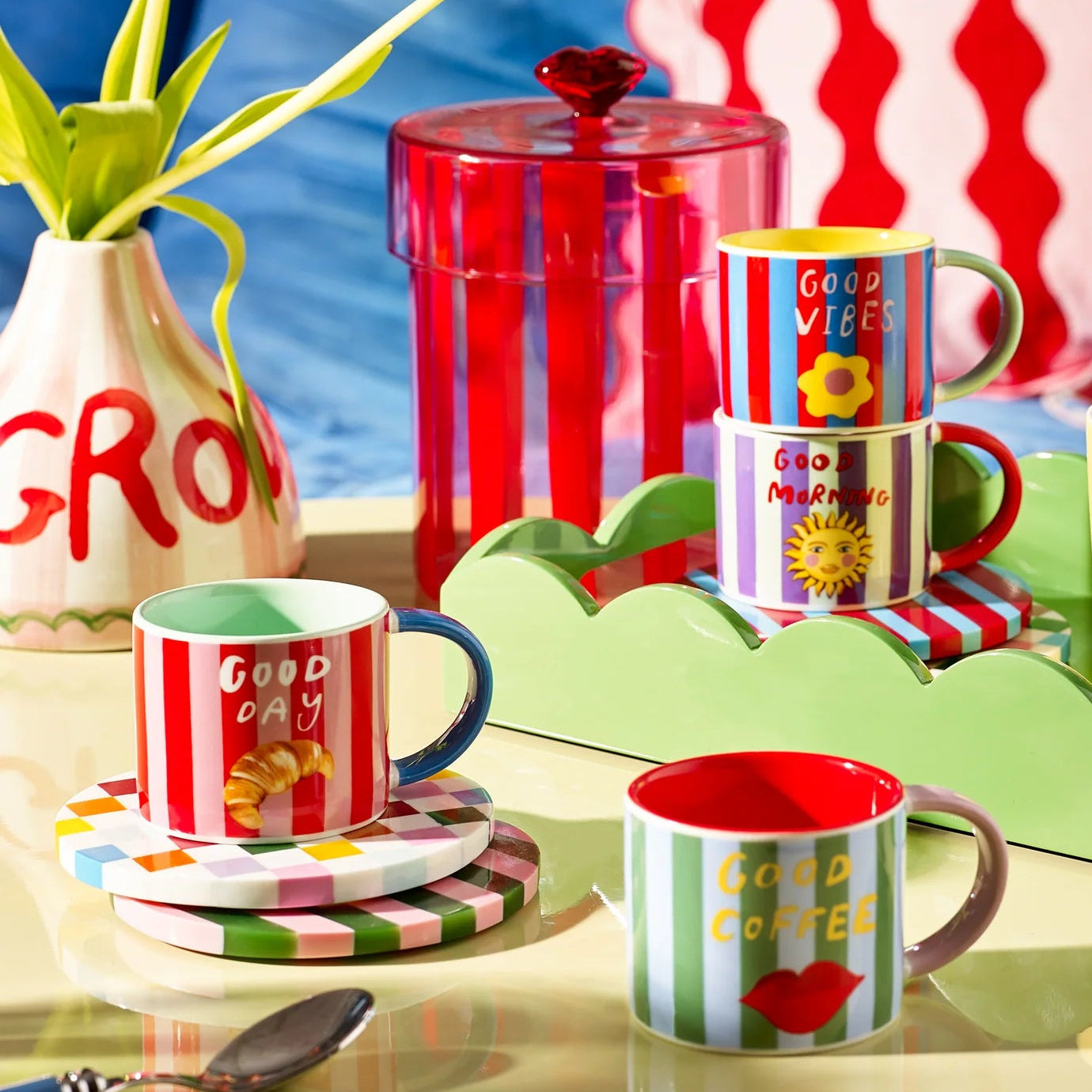 Coffee Club Set of 4 Espresso Cups Mugs