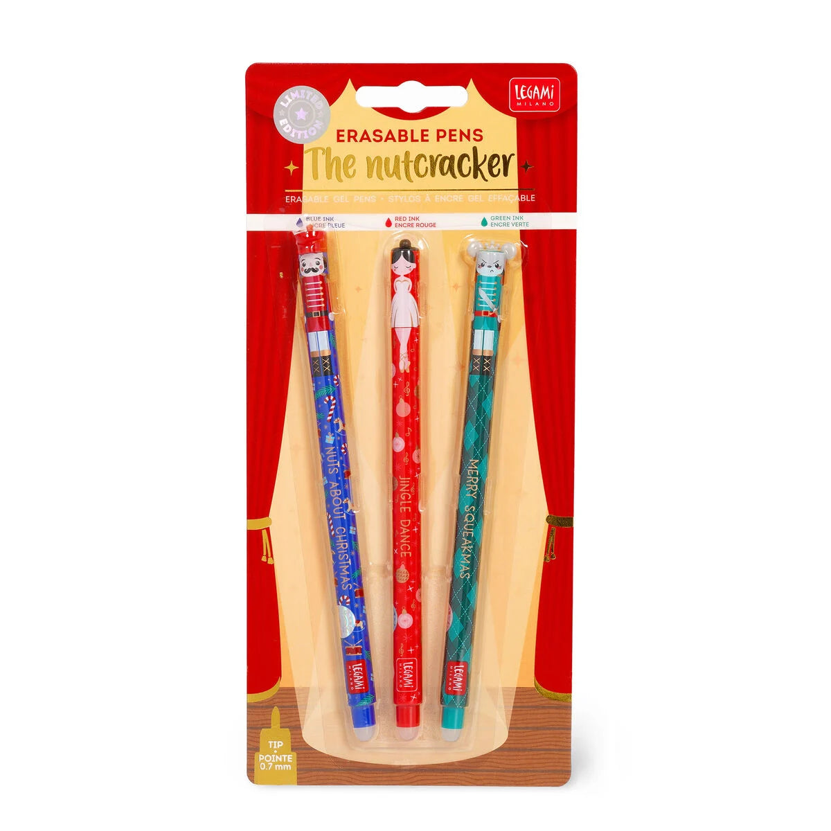 The Nutcracker 3 Erasable Christmas Gel Pens
