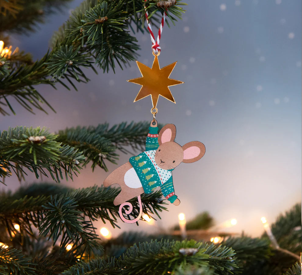 Green Hanging Mouse Christmas Decoration