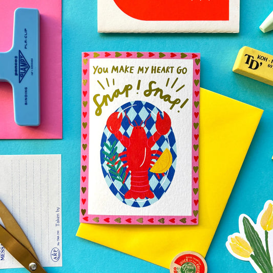 You Make My Heart Go Snap Snap Lobster Card