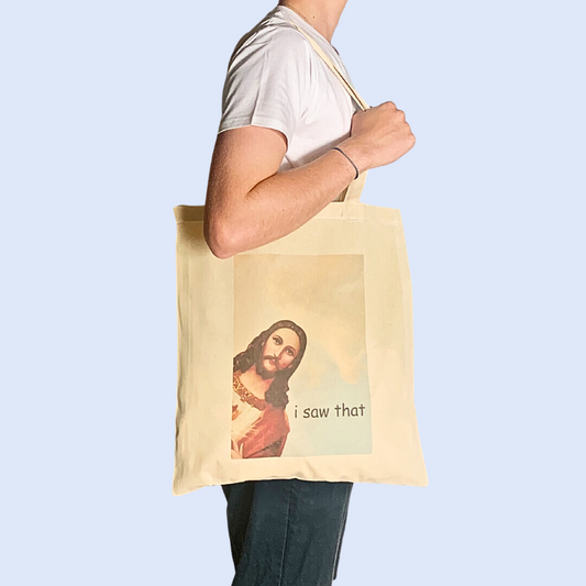 Jesus 'I Saw That' Meme Tote Bag