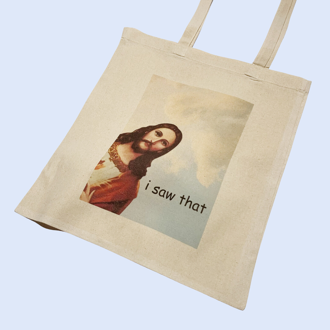 Jesus 'I Saw That' Meme Tote Bag