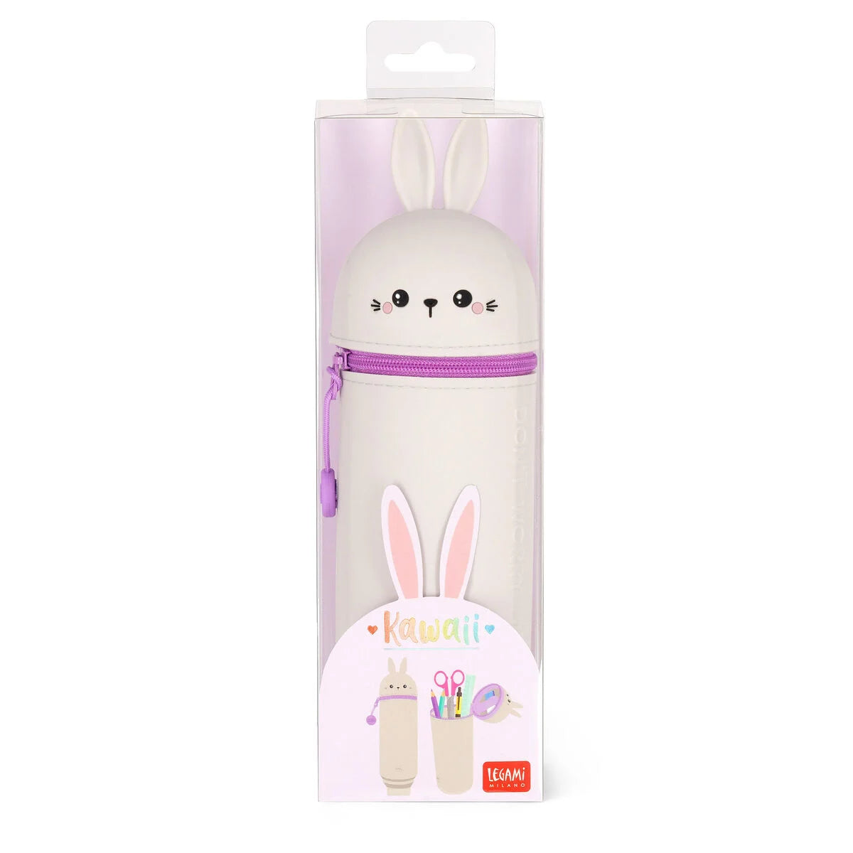 Bunny Don't Worry Be Hoppy Soft Silicone 2 In 1 Pencil Case