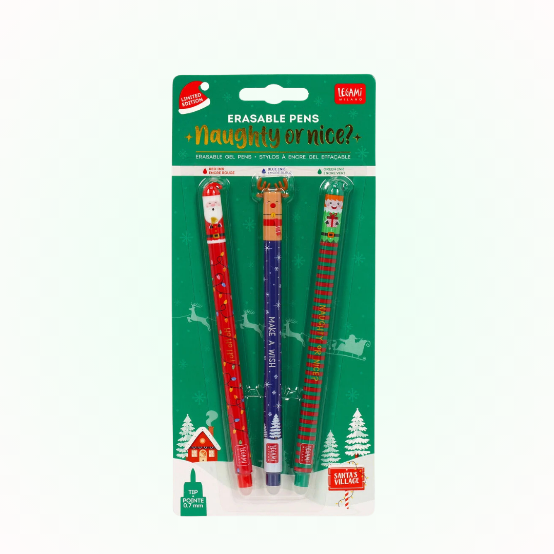 Naughty Or Nice 3 Erasable Christmas Gel Pens