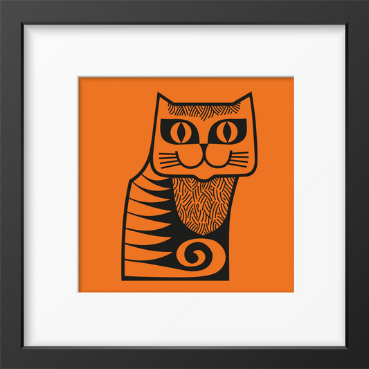 Hornsea Cat Framed Print Orange Handmade
