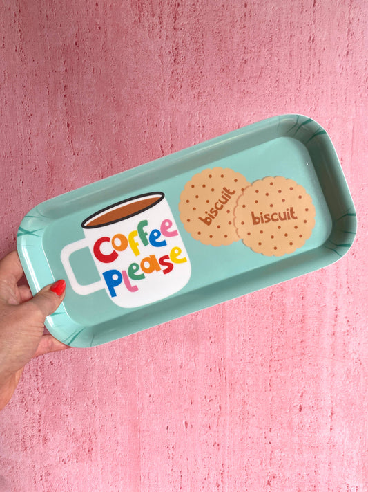 Coffee and Biscuits Melamine Tray Aqua