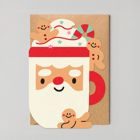 Santa Mug Card Die Cut Christmas Card