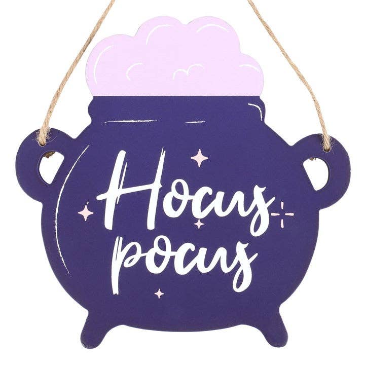 Hocus Pocus Cauldron Halloween Hanging Sign