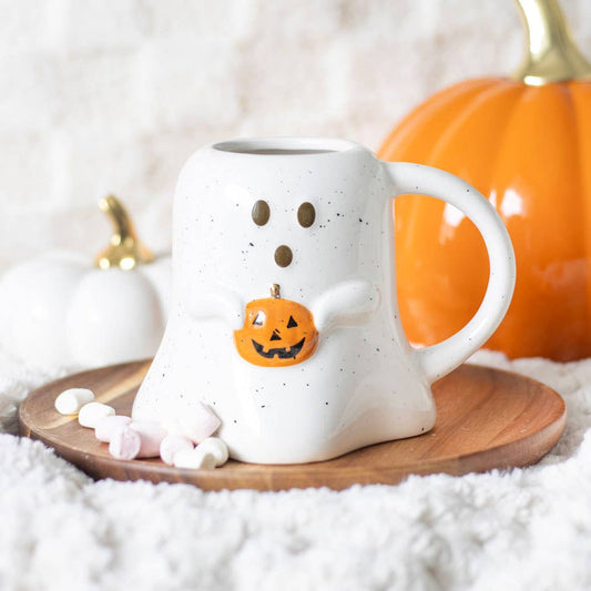 Halloween Ghost With Pumpkin Mug