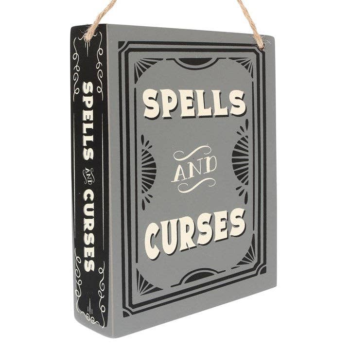 Spells And Curses Hanging Halloween Sign