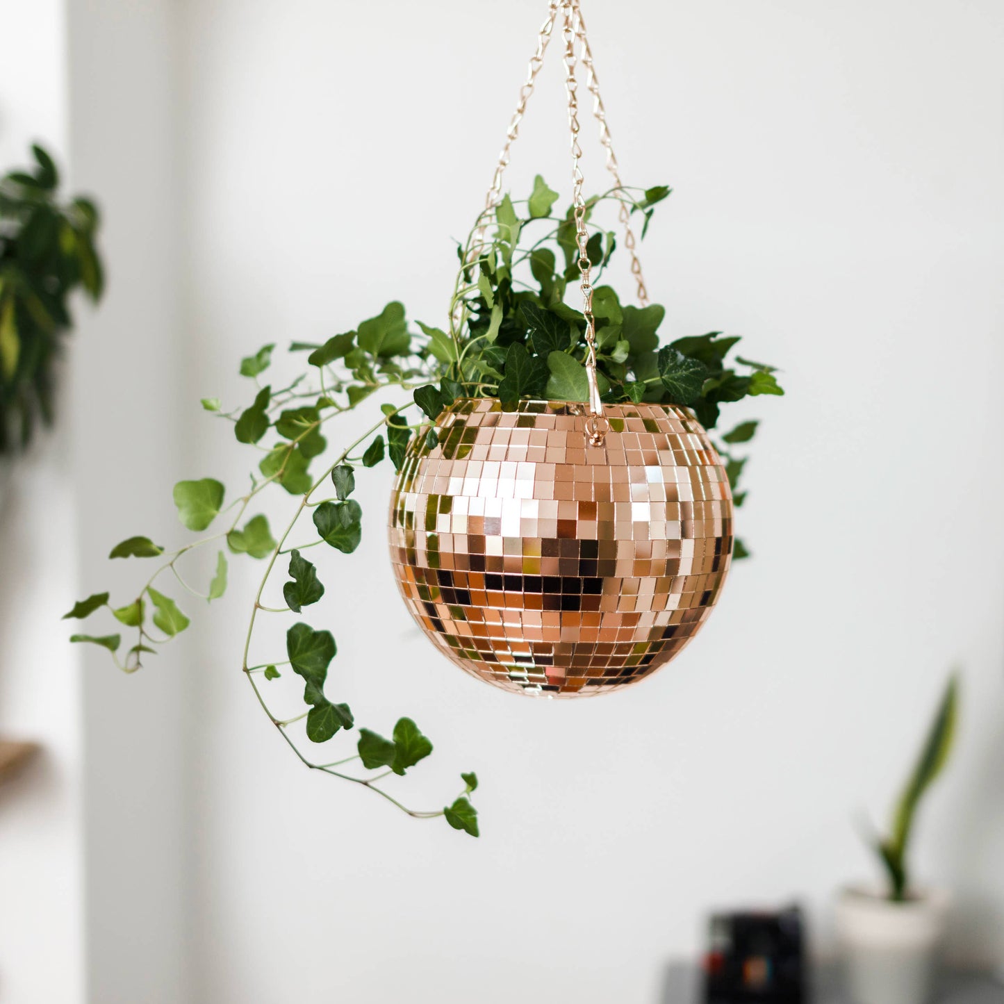 Disco Ball Hanging Planter - Rose Gold (8in)