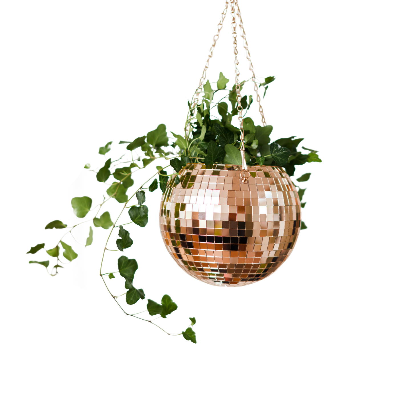 Disco Ball Hanging Planter - Rose Gold (8in)