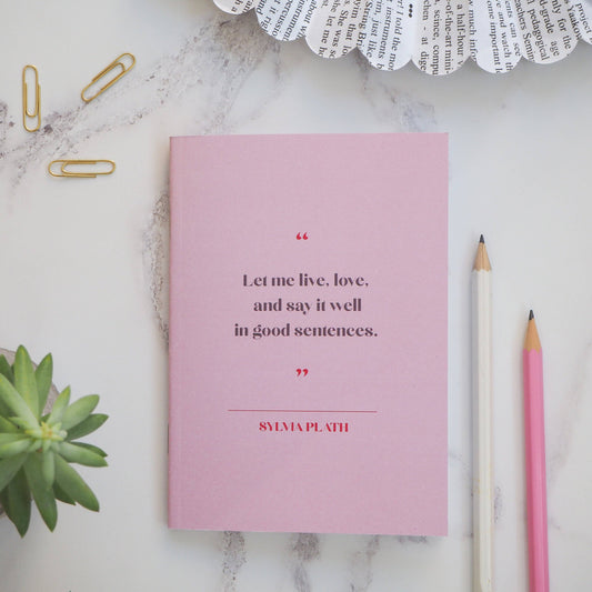 Sylvia Plath Pocket Notebook Pink A6