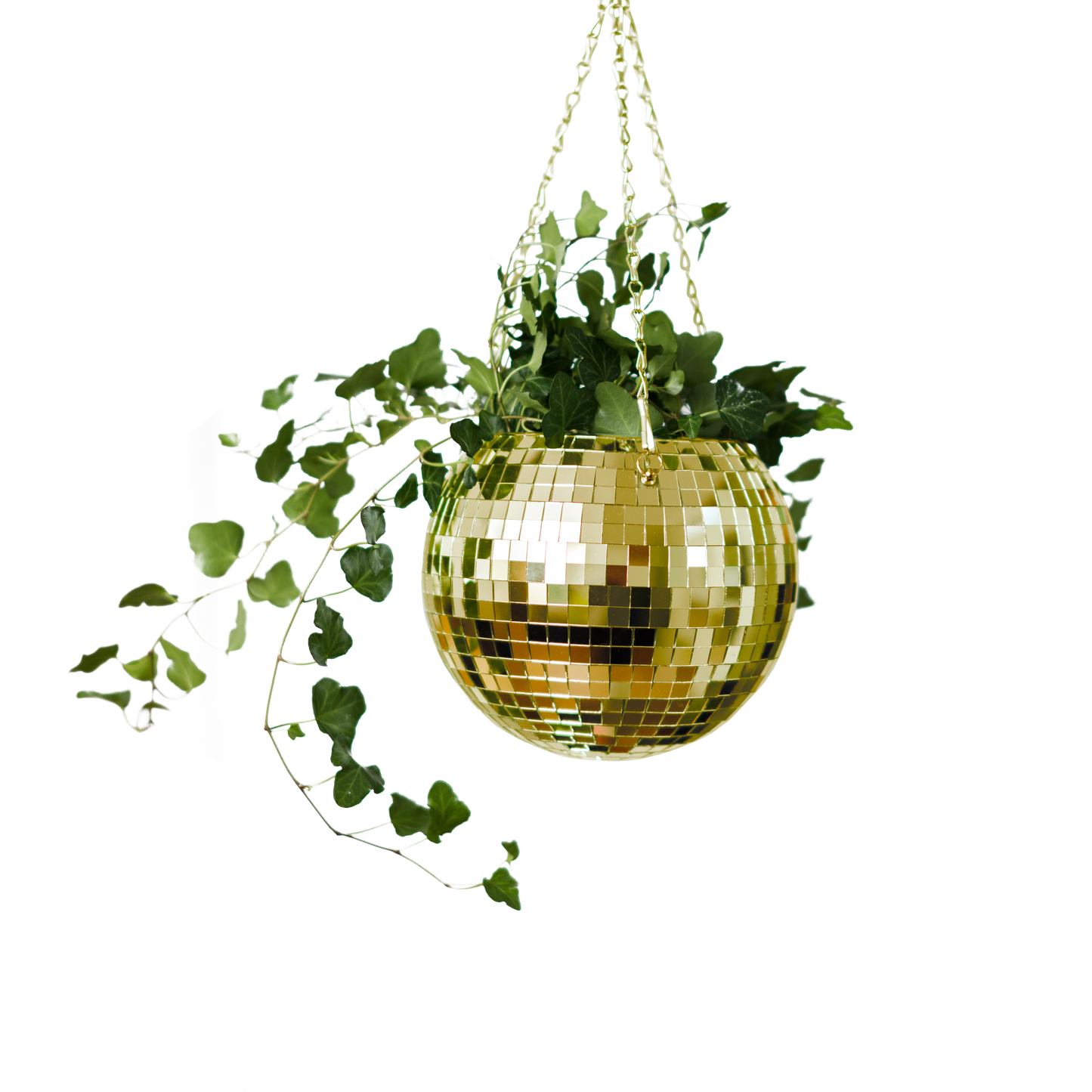 Disco Ball Hanging Planter - Gold (8in)