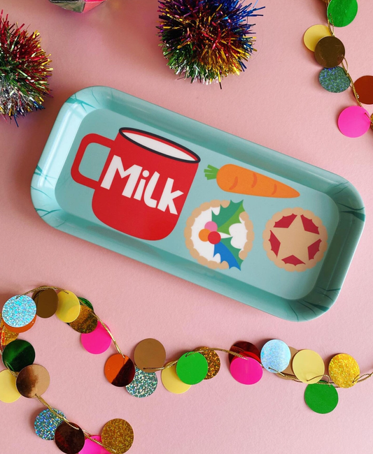 Christmas Eve Mince Pie Melamine Tray Aqua
