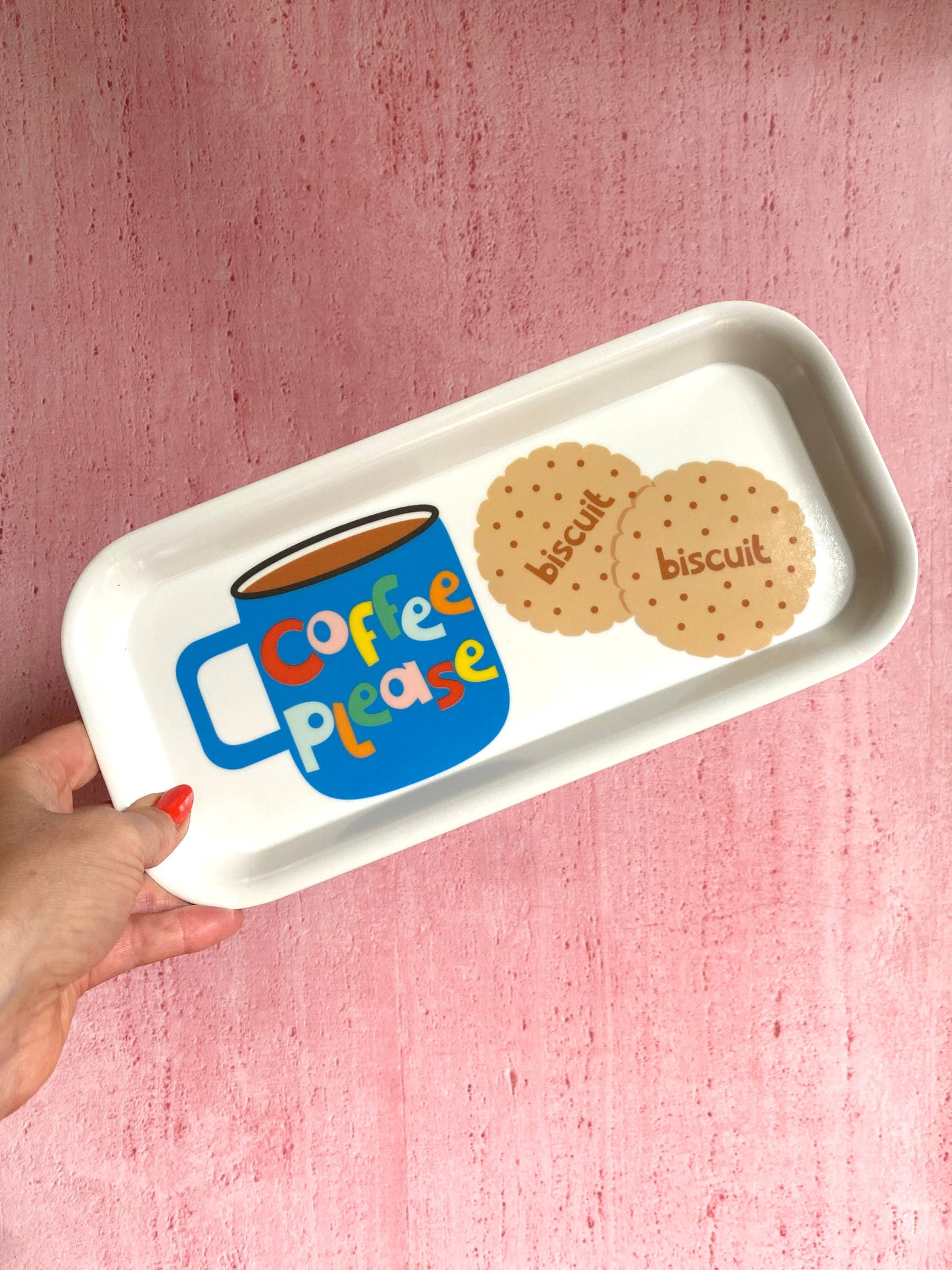 Coffee and Biscuits Melamine Tray White