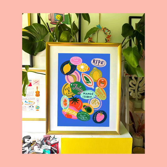 Fruit Stickers Art Print