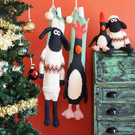 Aardman Army-Leggy Christmas Stockings - Feathers McGraw & Shaun the Sheep